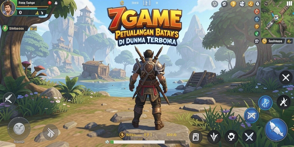 Tangkapan layar gameplay 7GAME yang menampilkan aksi eksplorasi dunia terbuka.