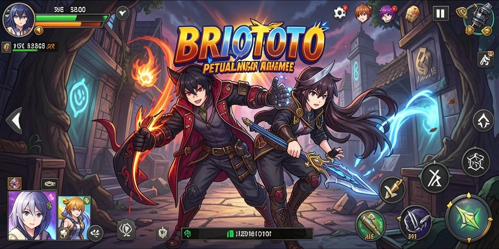 Tampilan gameplay yang mengesankan di BRIOTOTO dengan karakter anime yang menarik.