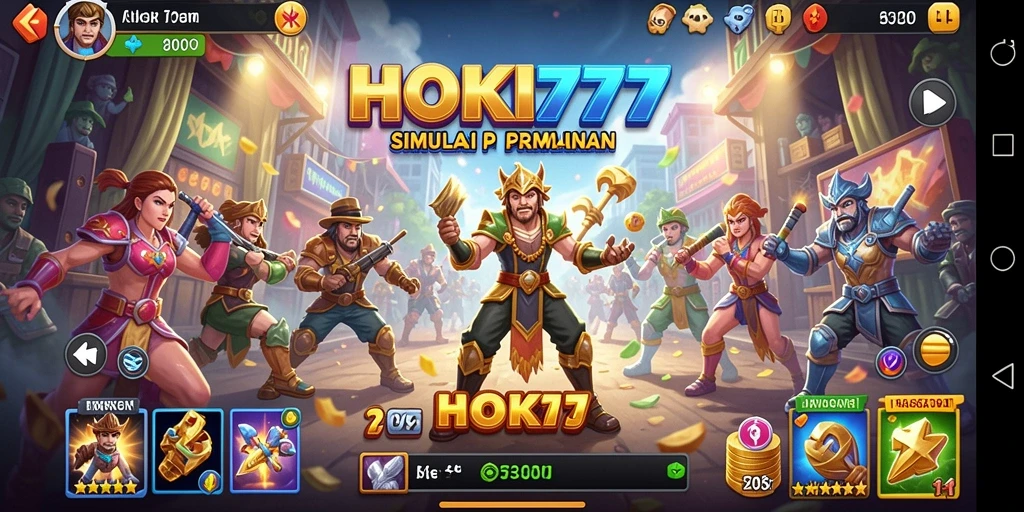 Tampilan gameplay HOKI777 yang menarik dan penuh warna.