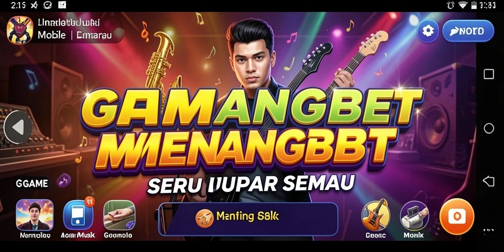 Screenshot MENANGBET menunjukkan pengguna menikmati gameplay musik yang interaktif.