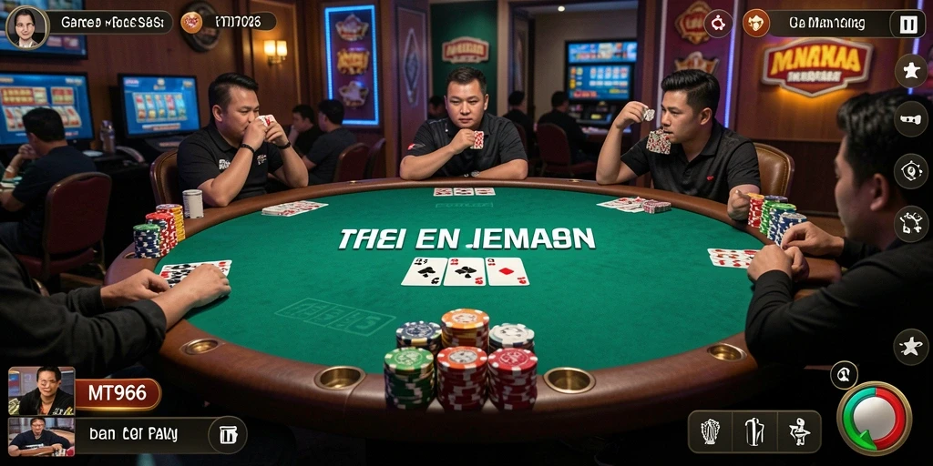 Screenshot menunjukkan gameplay seru di aplikasi Poker MT966.